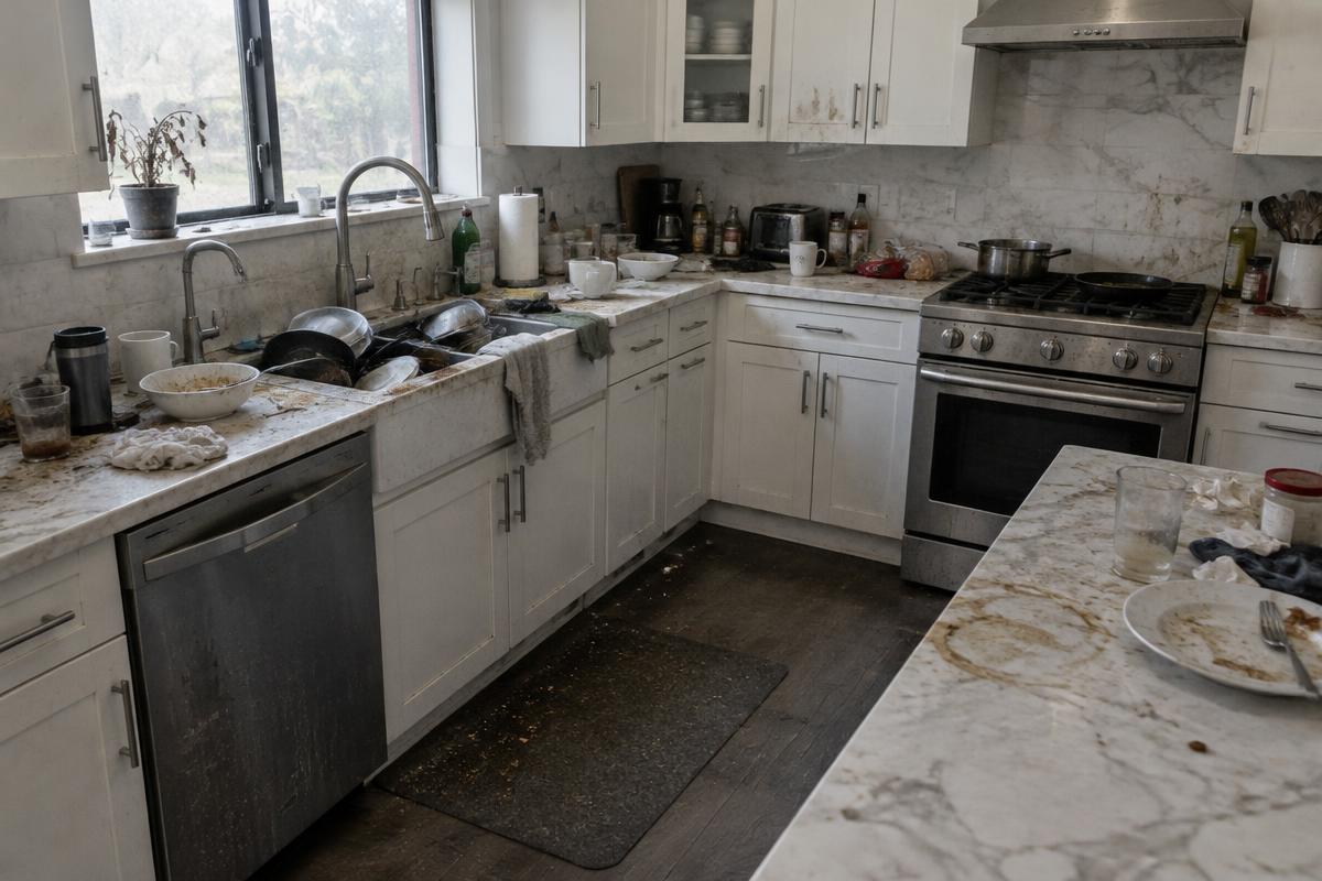 Kitchen before cleaning